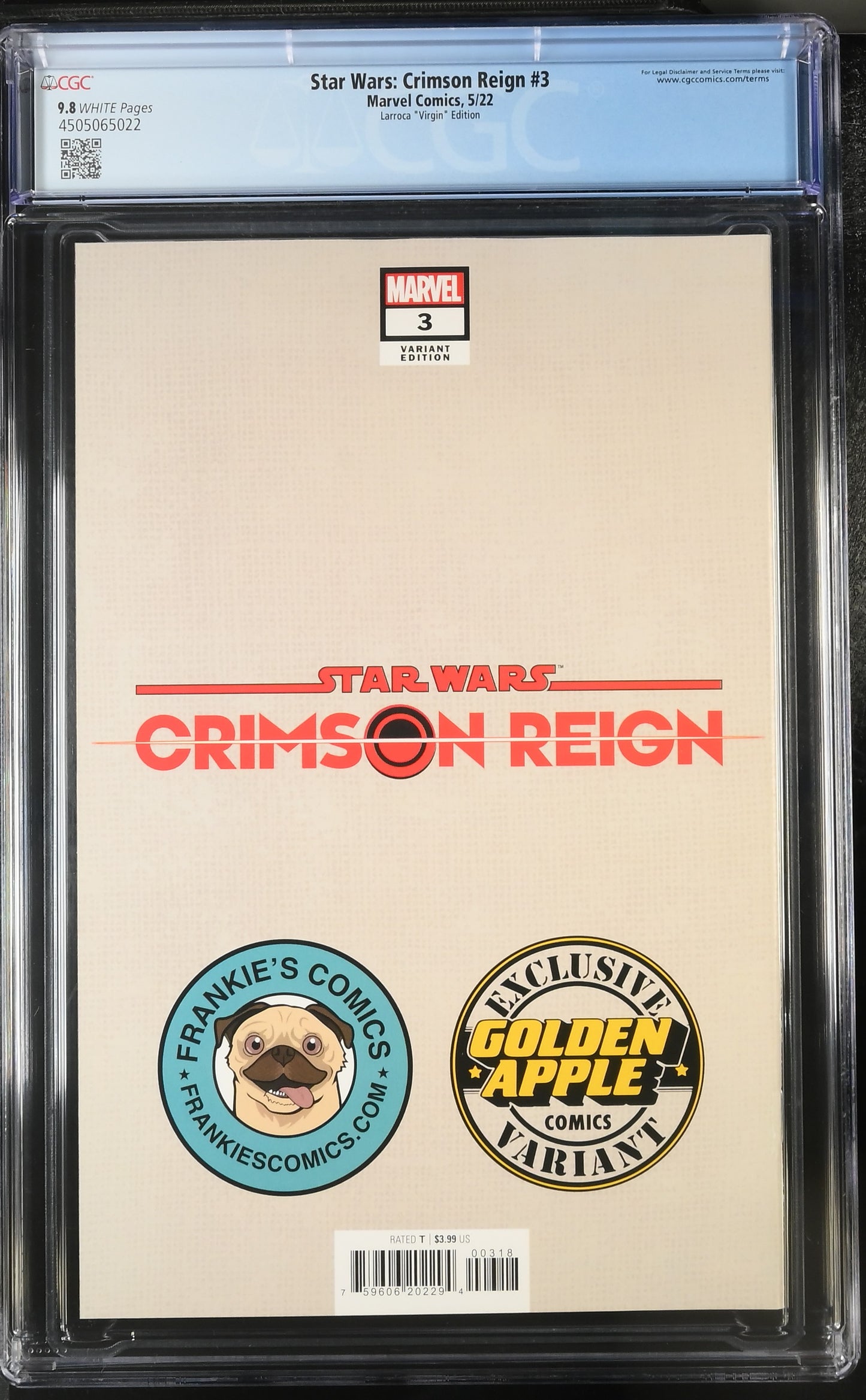 Star Wars Crimson Reign # 3 CGC 9.8 Larroca "Virgin" Variant