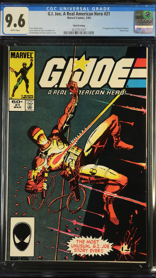 G.I. Joe A Real American Hero # 21 CGC 9.6 Silent 3rd Print 1st Storm Shadow