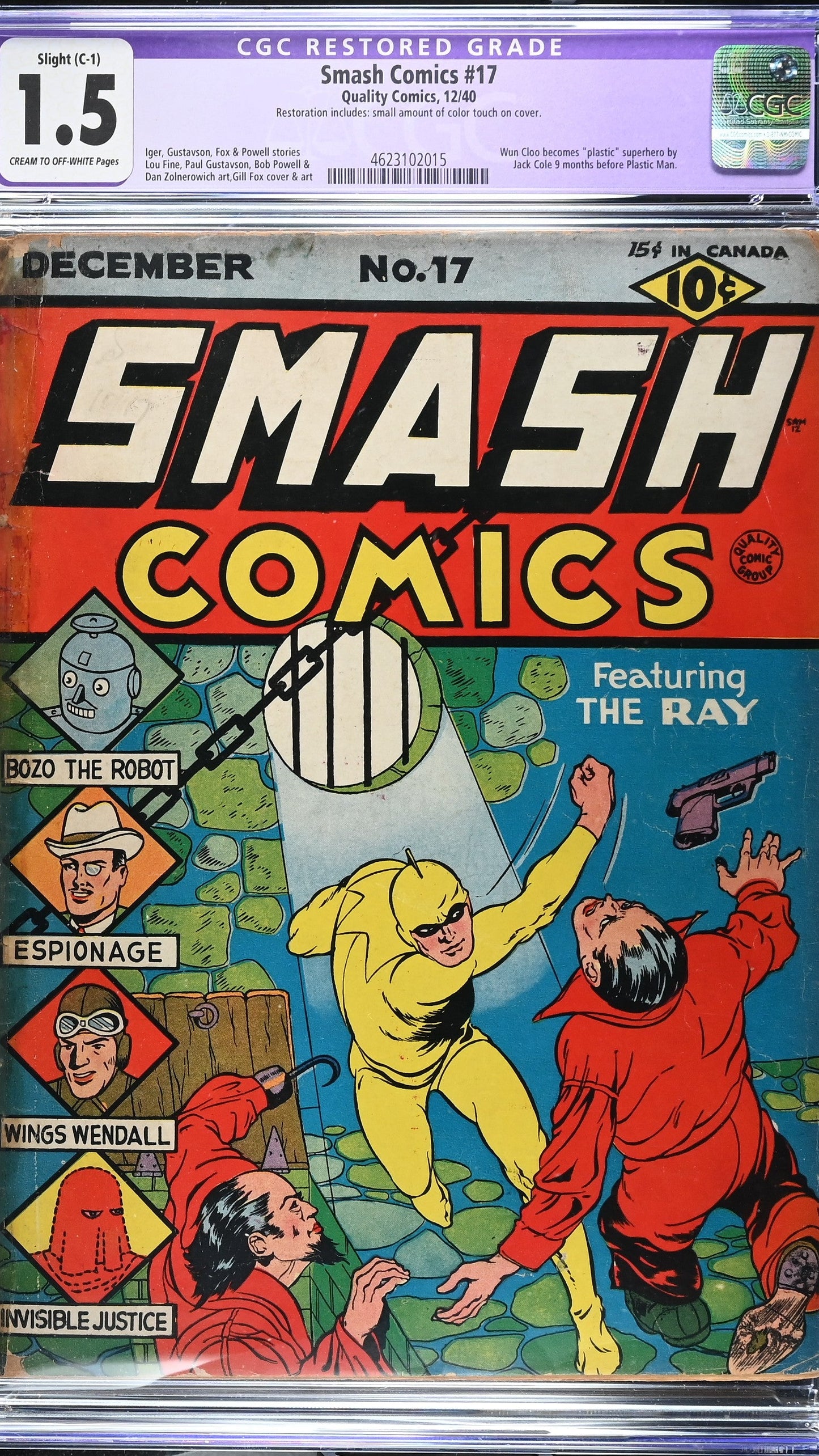 Smash Comics #17 RESTORED CGC 1.5