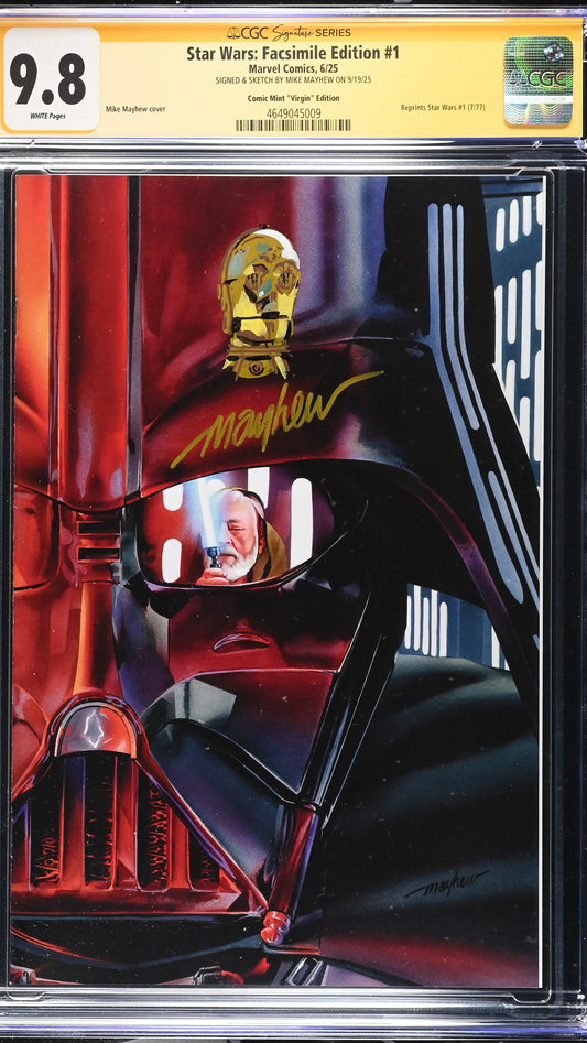 Star Wars # 1 CGC Signature Series 9.8 C3P0 sketch Mike Mayhew gold auto 1/1