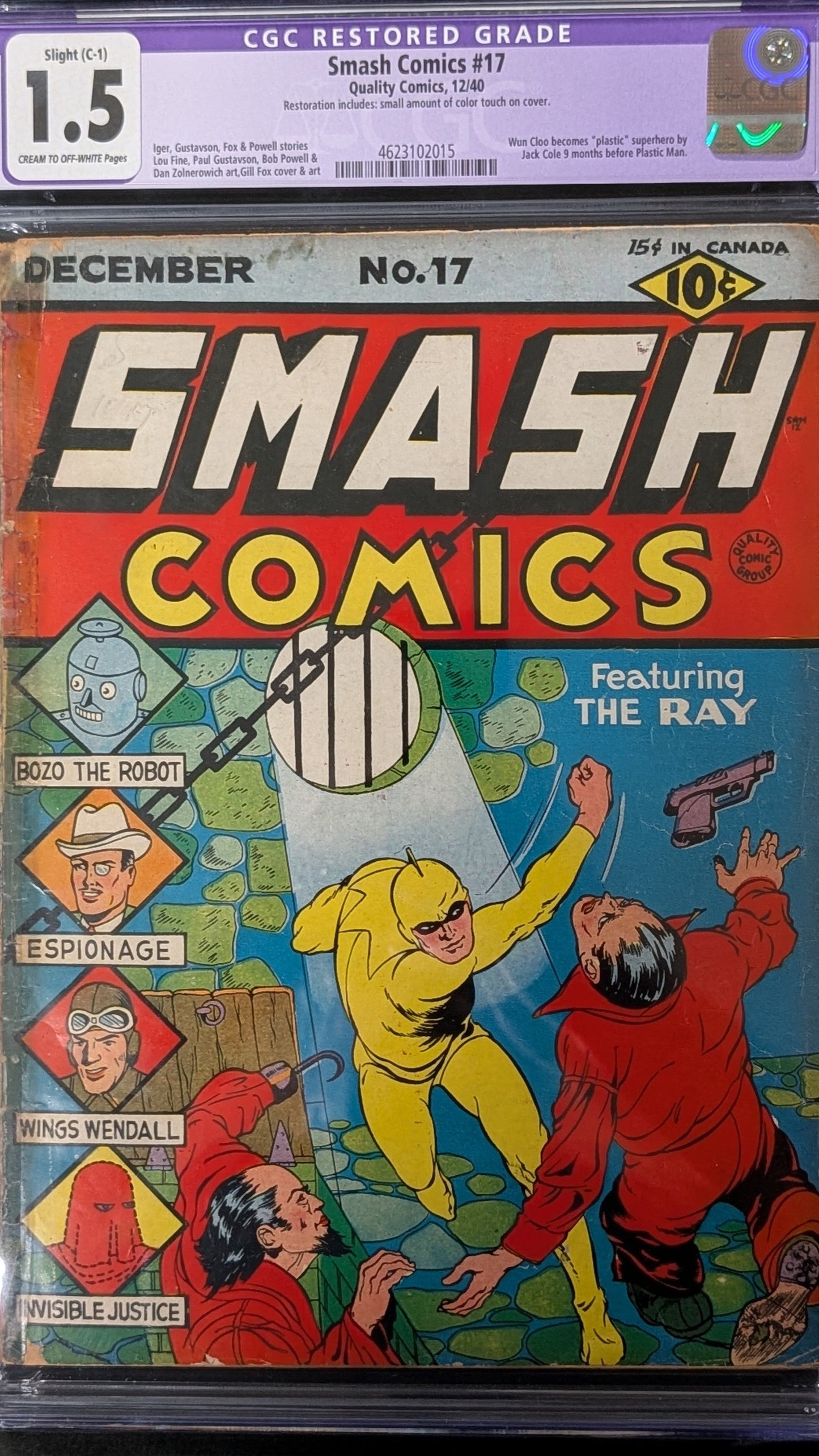 Smash Comics #17 RESTORED CGC 1.5