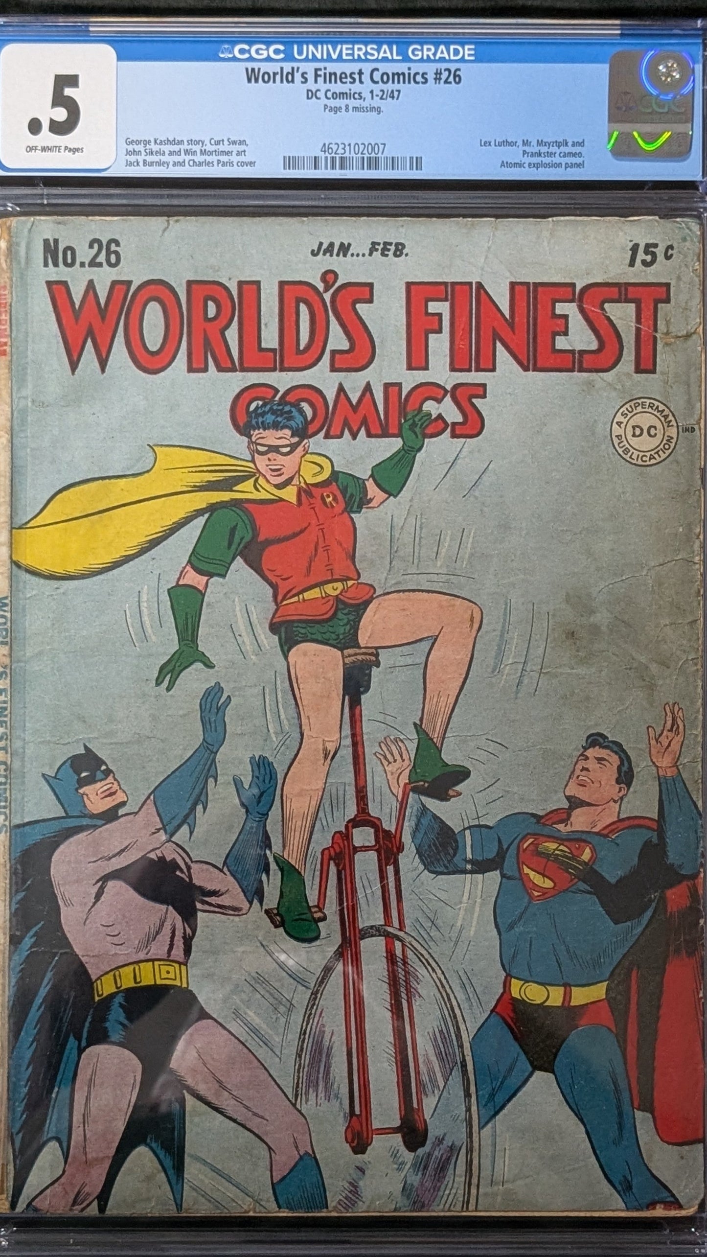 World's Finest #26 CGC .5 (Page 8 missing)