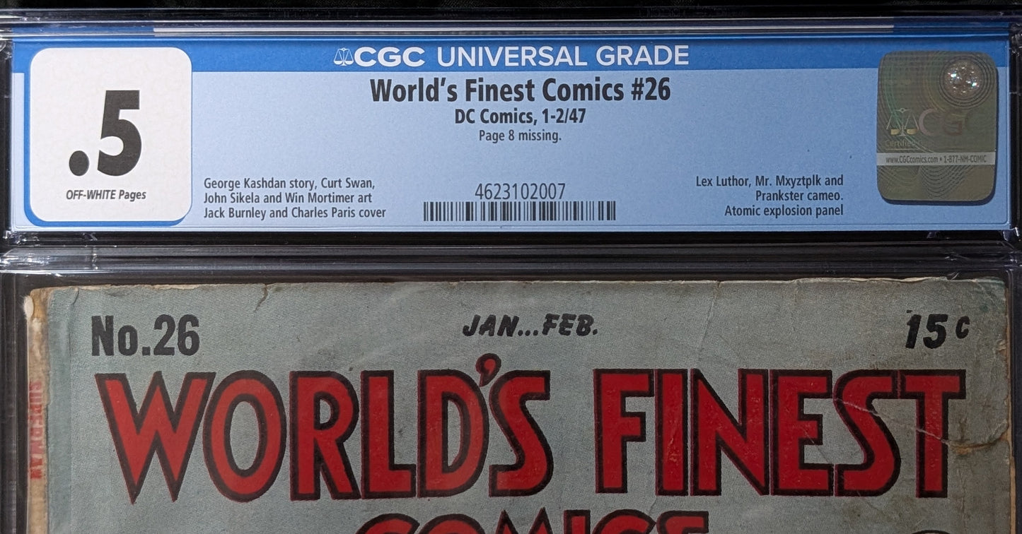 World's Finest #26 CGC .5 (Page 8 missing)