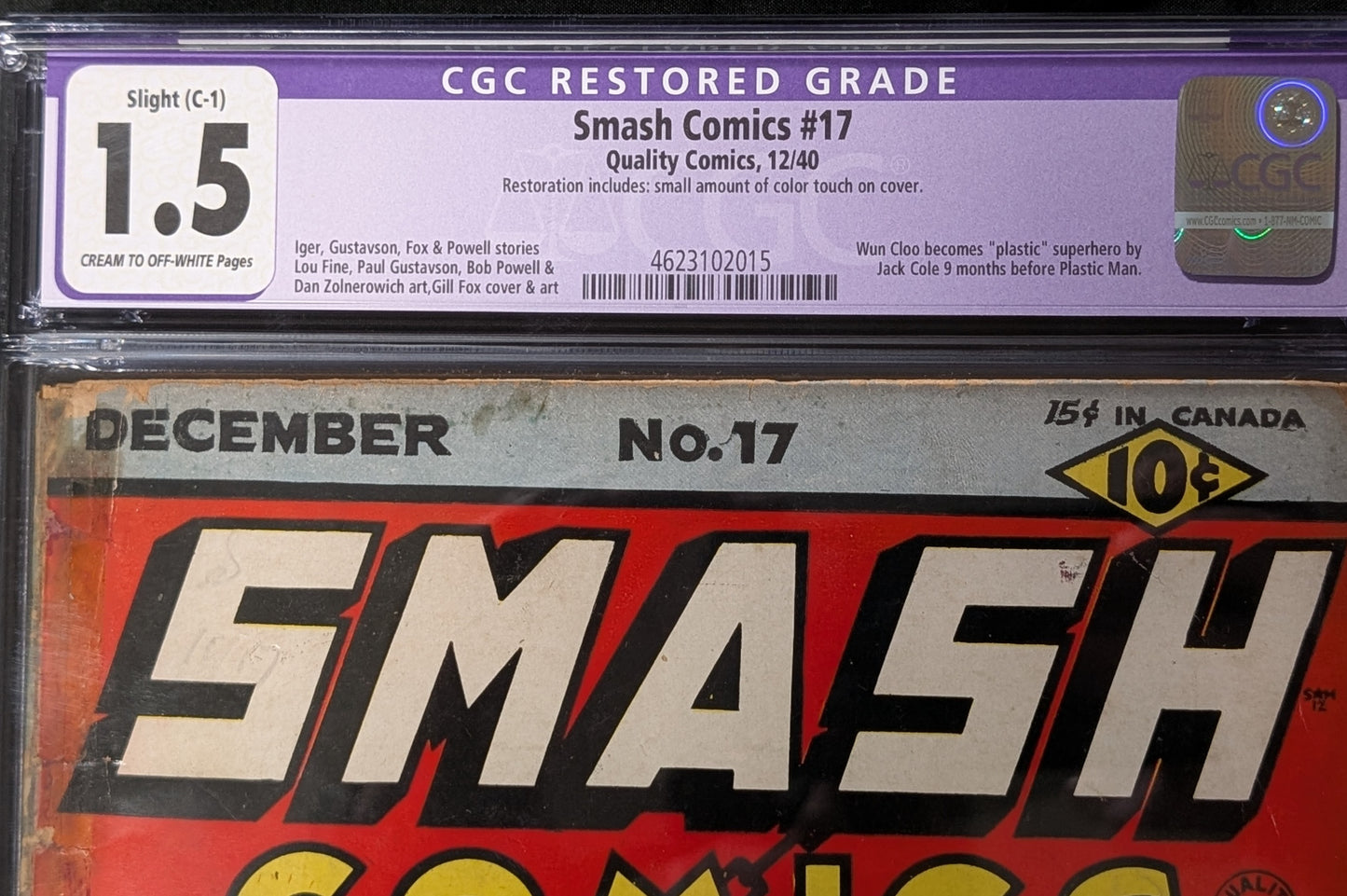 Smash Comics #17 RESTORED CGC 1.5